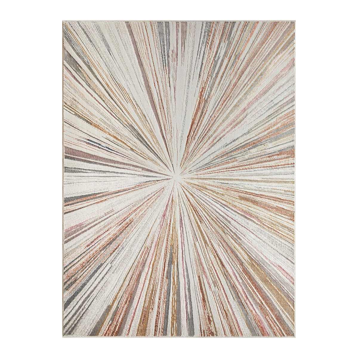 B872) Crestline Neutral & Grey Abstract Burst Area Rug, 8x10