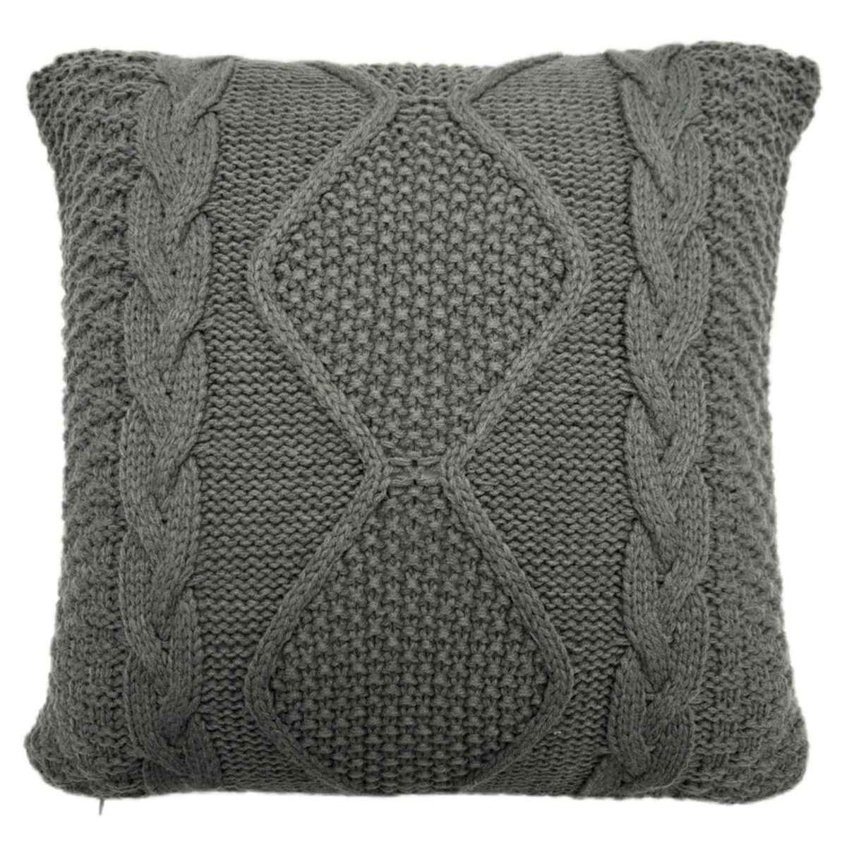 Honeybloom Dark Grey Knitted Throw Pillow 18