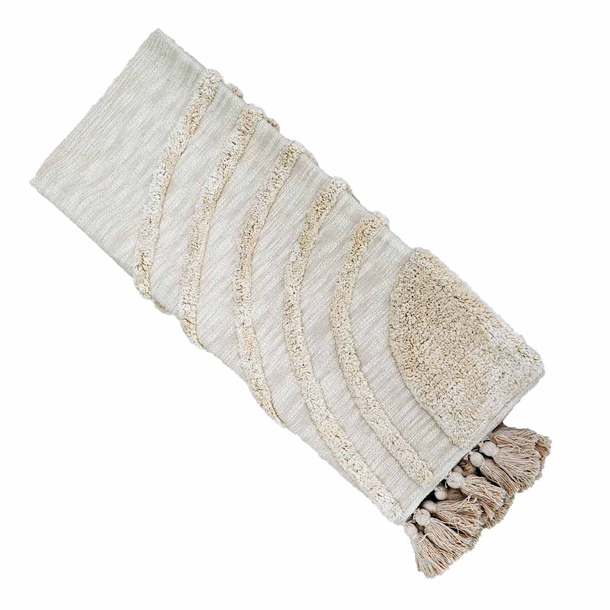 Neutral Rainbow Tufted Throw Blanket 50x60