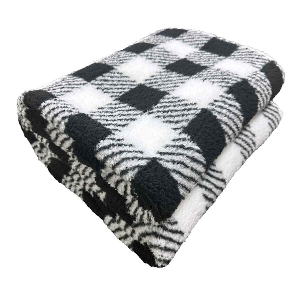 Black and white plaid sherpa blanket online