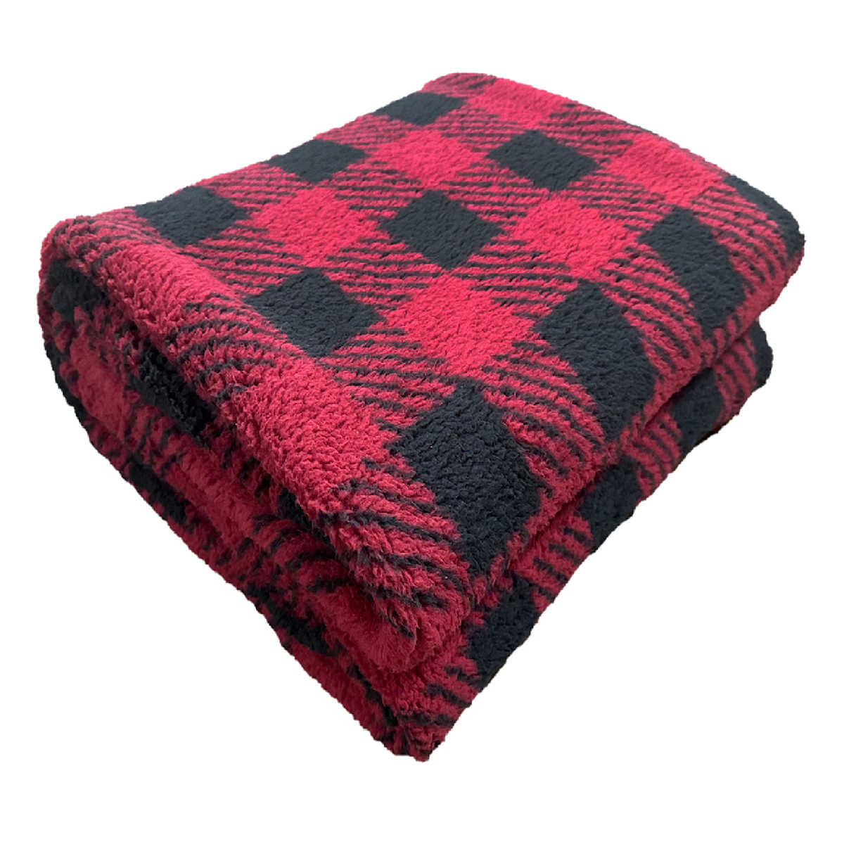 Red Black Buffalo Plaid Sherpa Throw Blanket 50x60