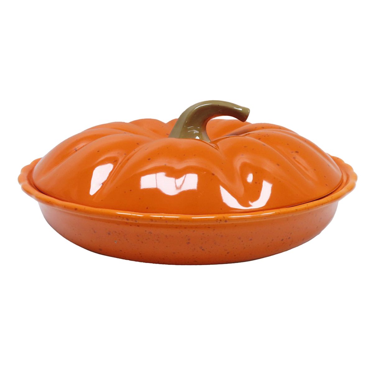 Pumpkin Shaped Ceramic Pie Dish with Lid 12in At Home