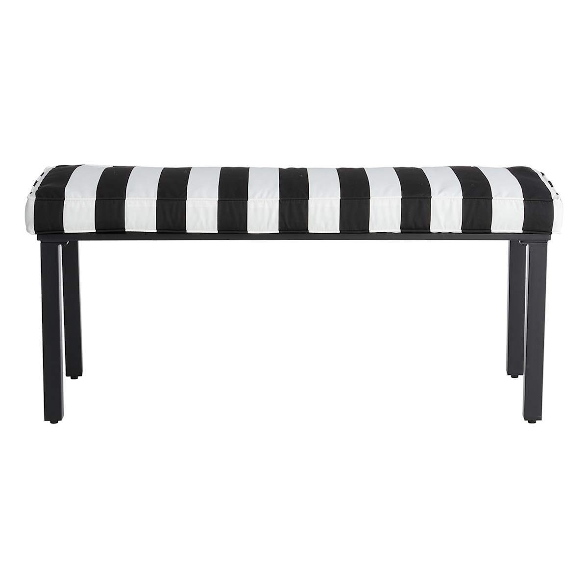 Providence Black Awning Stripe Outdoor Bench Cushion