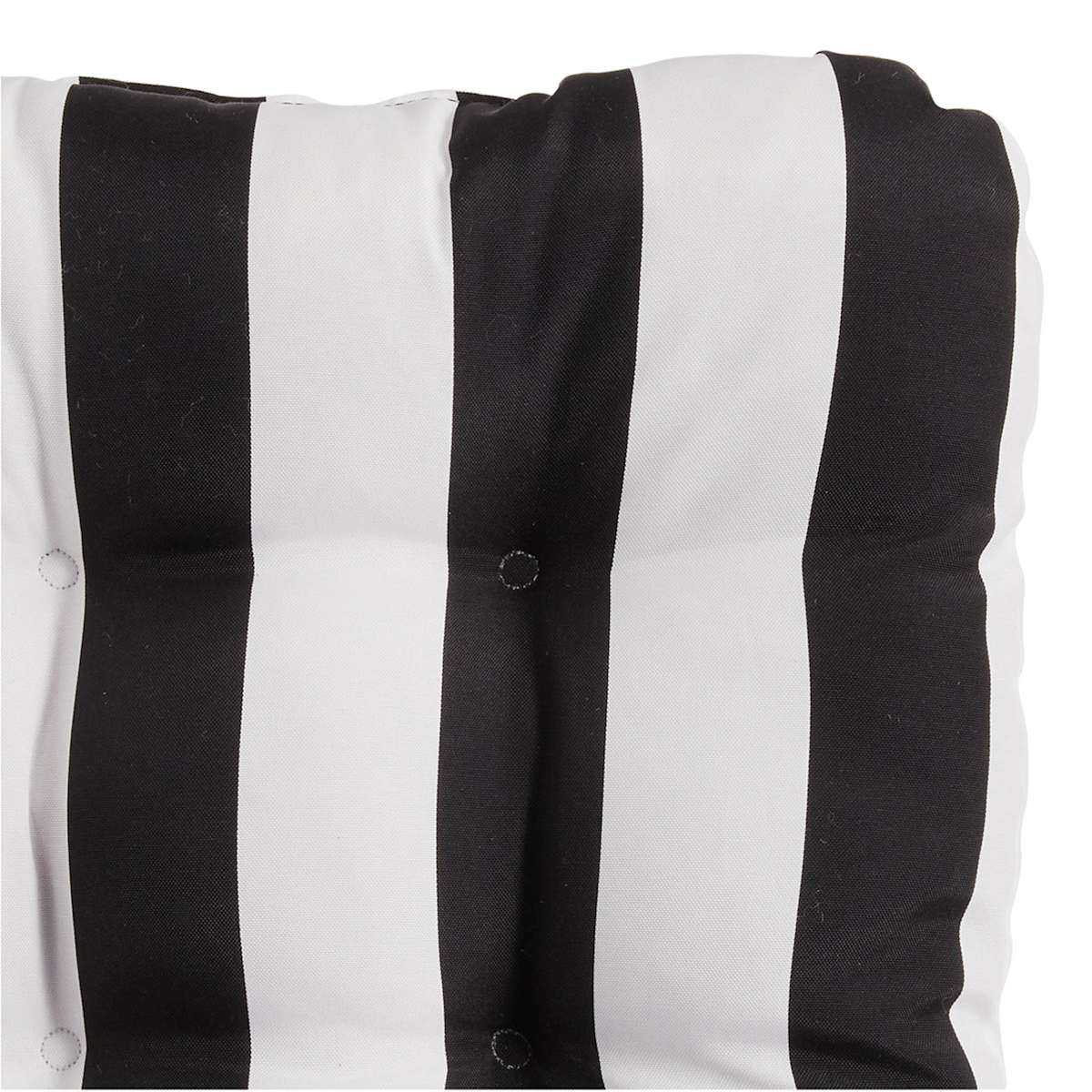 Providence Black Awning Stripe Outdoor Wicker Seat Cushion