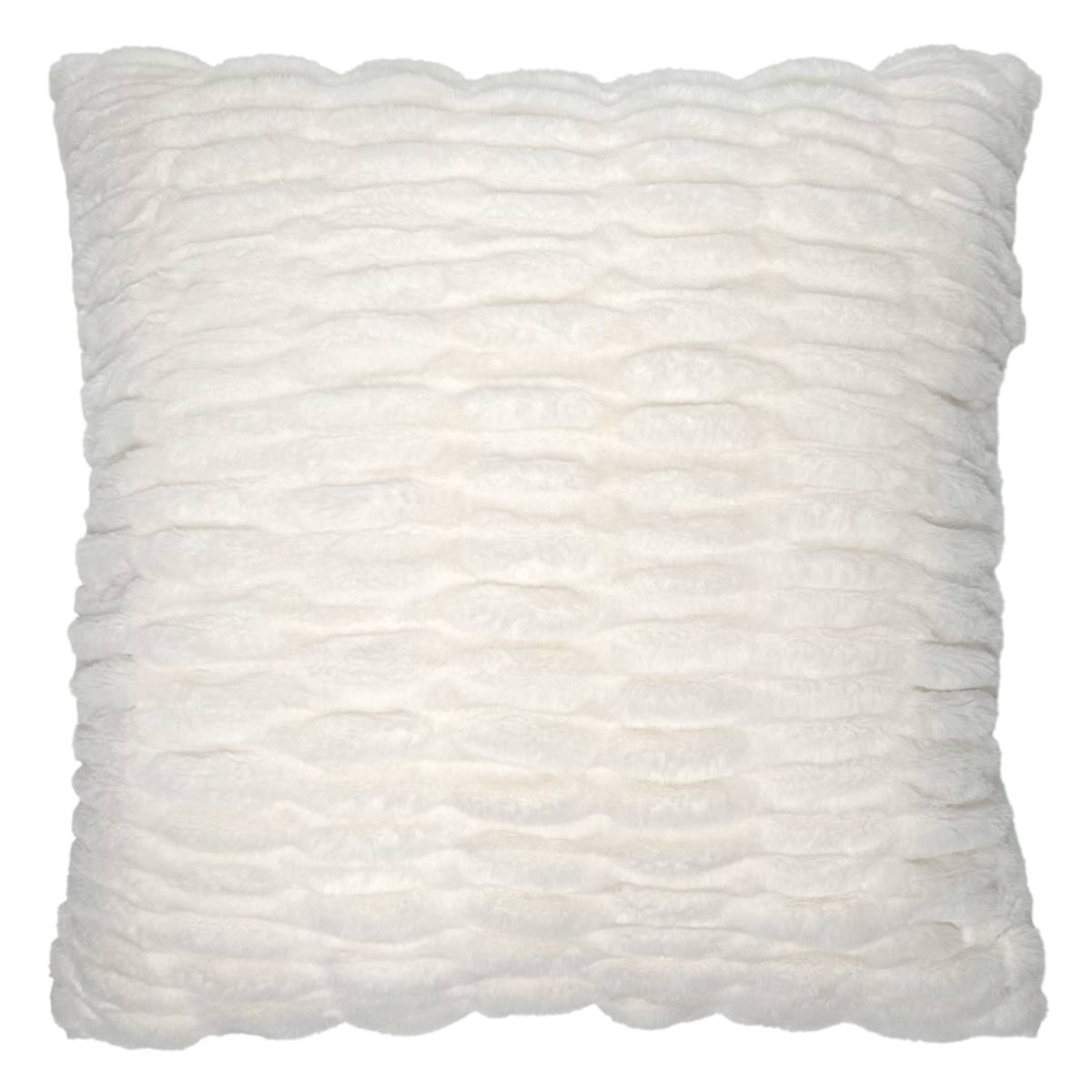 Beige Ruched Faux Fur Pillow 24