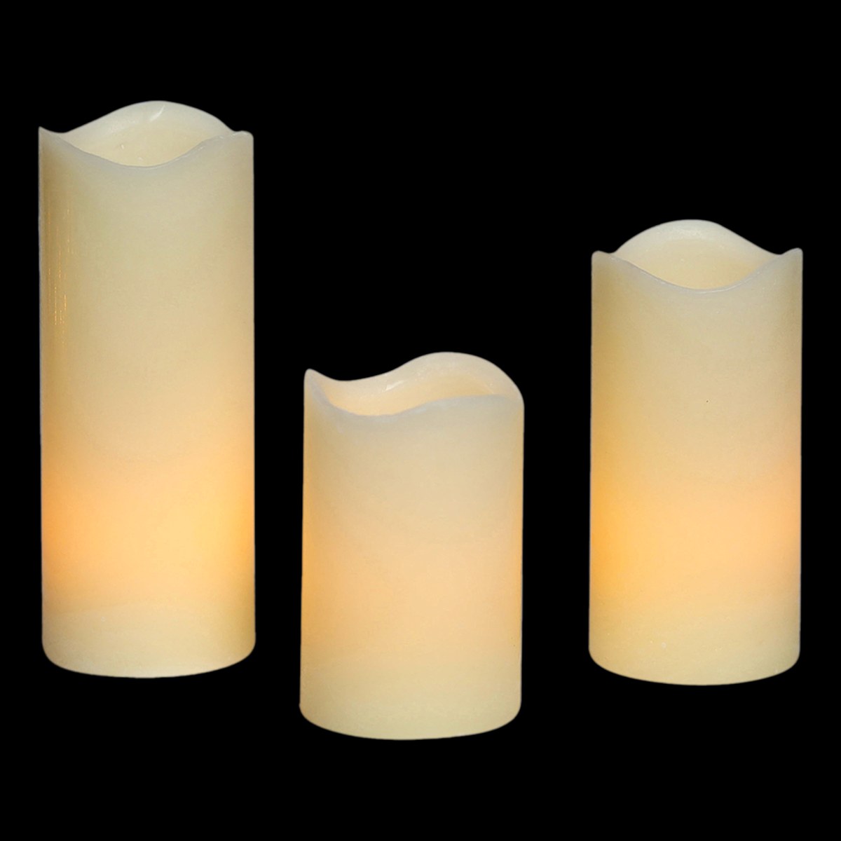 3 Pack LED Wax Pillar Candles