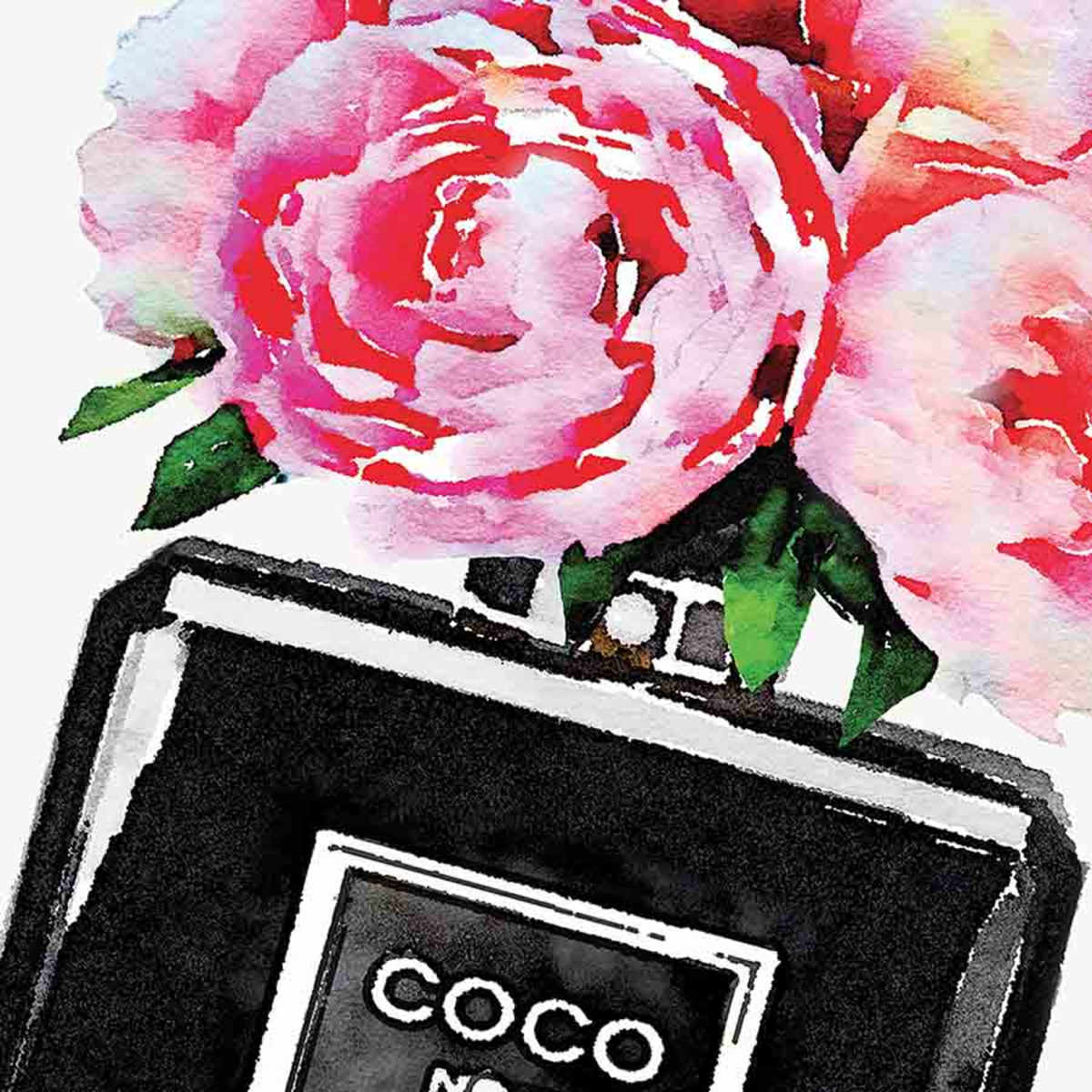 at Home Fashion Perfume Bottle with Flowers Canvas Wall Art 12x16