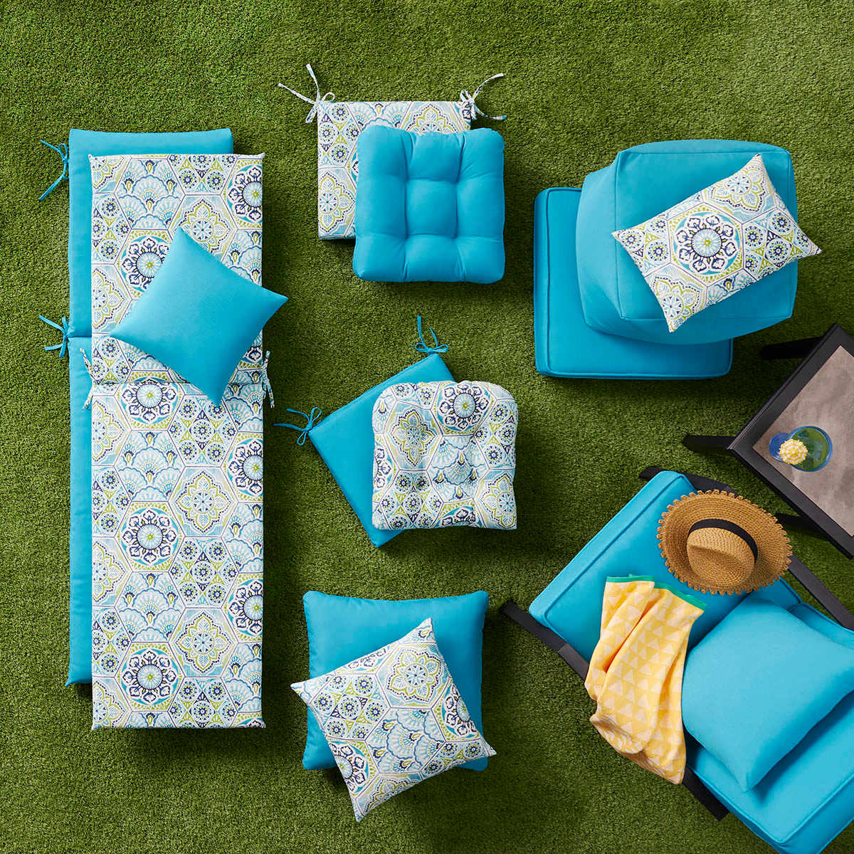 Calista Teal Outdoor Wicker Seat