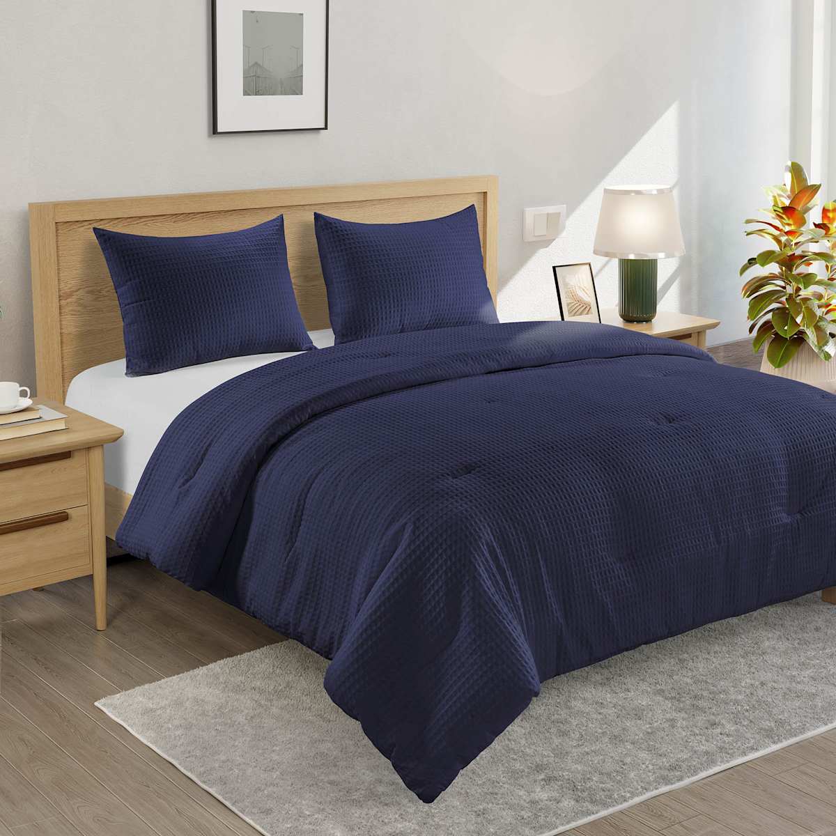 at Home Crosby St. Navy Waffle 2 Piece Twin Twin XL Comforter Set