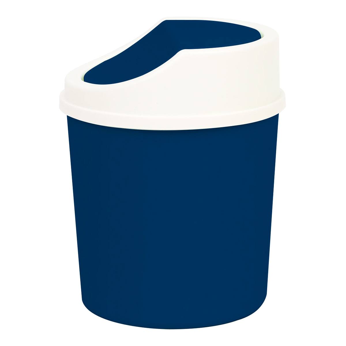 Navy Blue Round Lidded Trash Can 1.5L | At Home