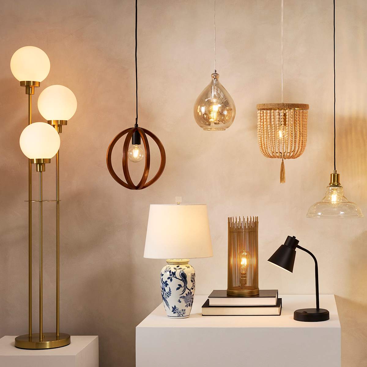 Found Fable Neutral Beaded Plug In Pendant Light 10