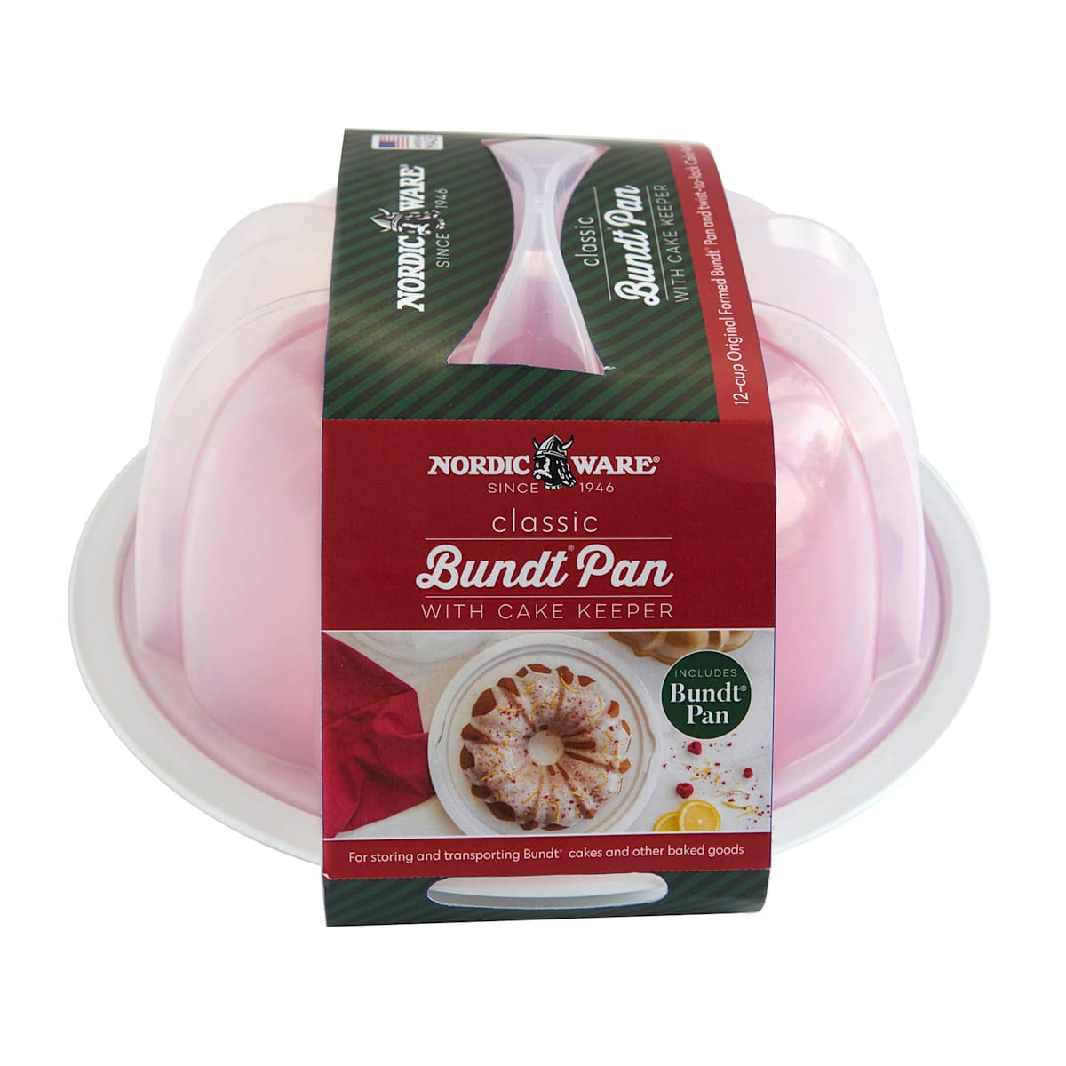 Nordic Ware Red Formed Bundt Pan with Cake Keeper