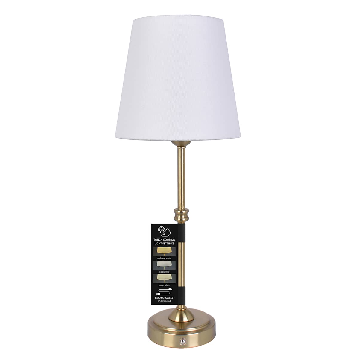 at Home Touch Dimmer Rechargable Buffet 18 Brushed Gold Lamp