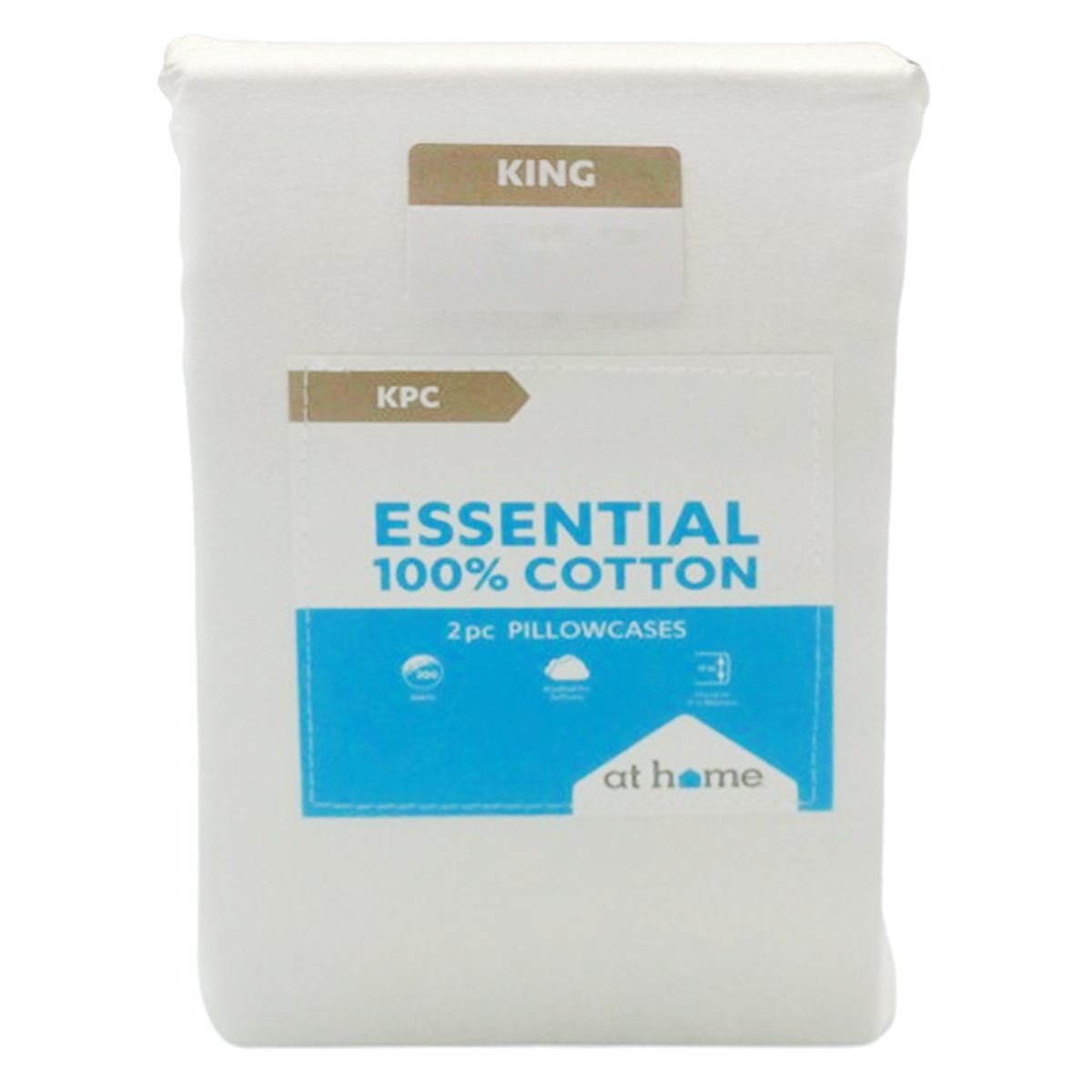 at Home 200 Thread Count Brushed Cotton King 5 x 8 x 1 White Pillowcase 2 ct