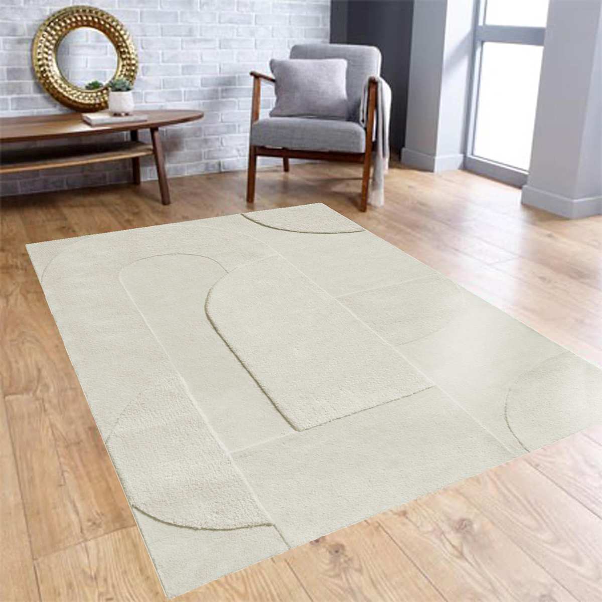 B884) Crosby St. Ivory High-Low Area Rug, 8x10