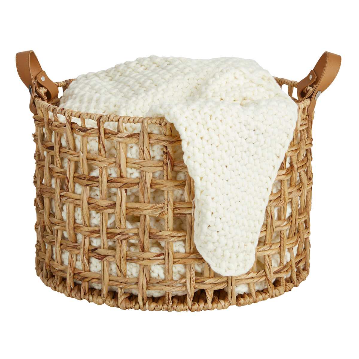 Large round basket for blankets best sale