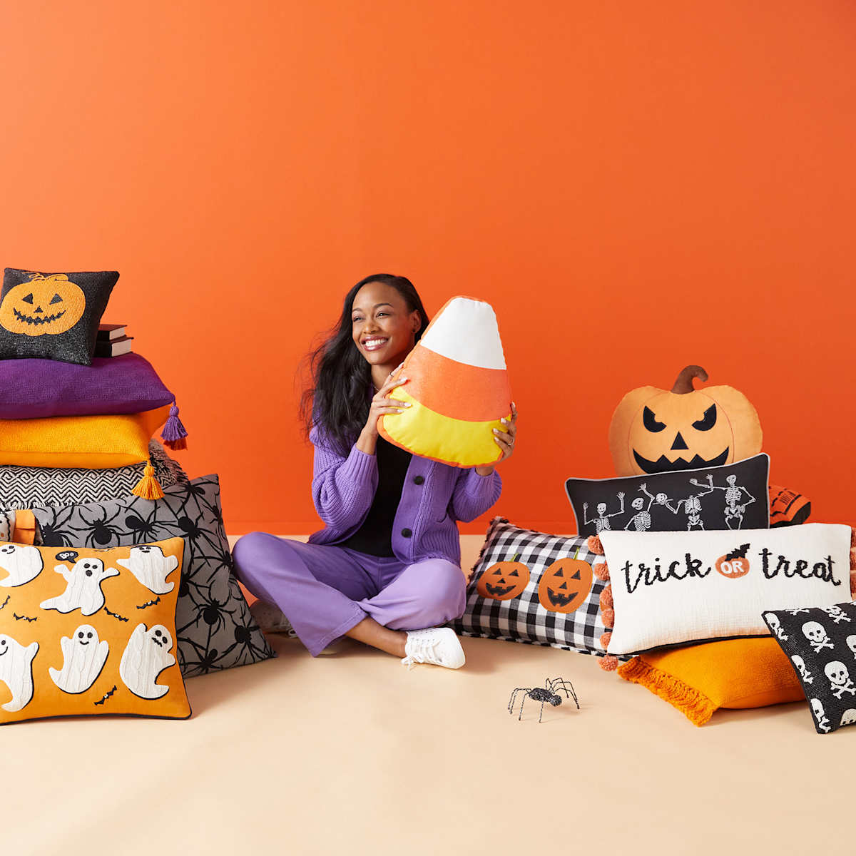 Trick or Treat Halloween Throw Pillow 14x24 At Home