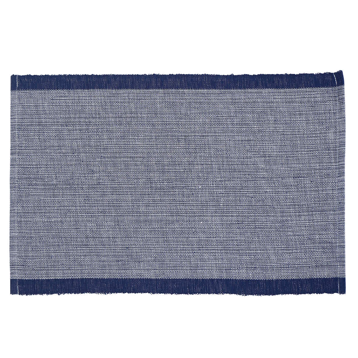 Set of 4 Blue & Ivory Mix Woven Placemats with Fringe, 13x19
