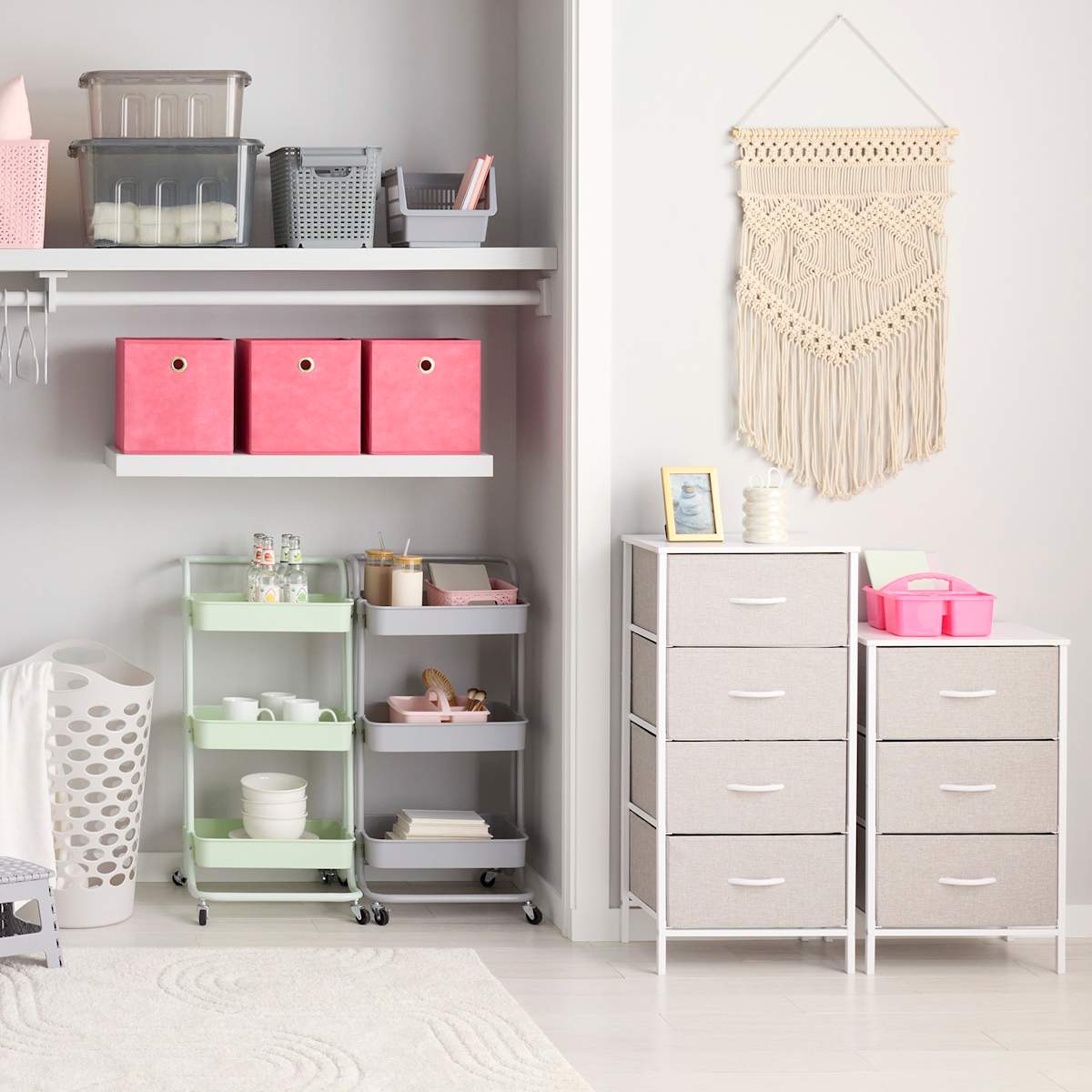 Seth 3-Drawer Storage Tower, Light Grey