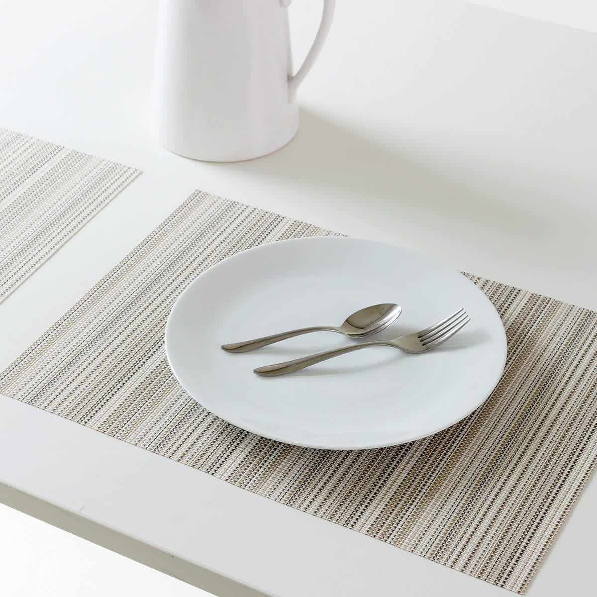 Set of 6 Sandford Ivory Woven Vinyl Placemats, 18x13