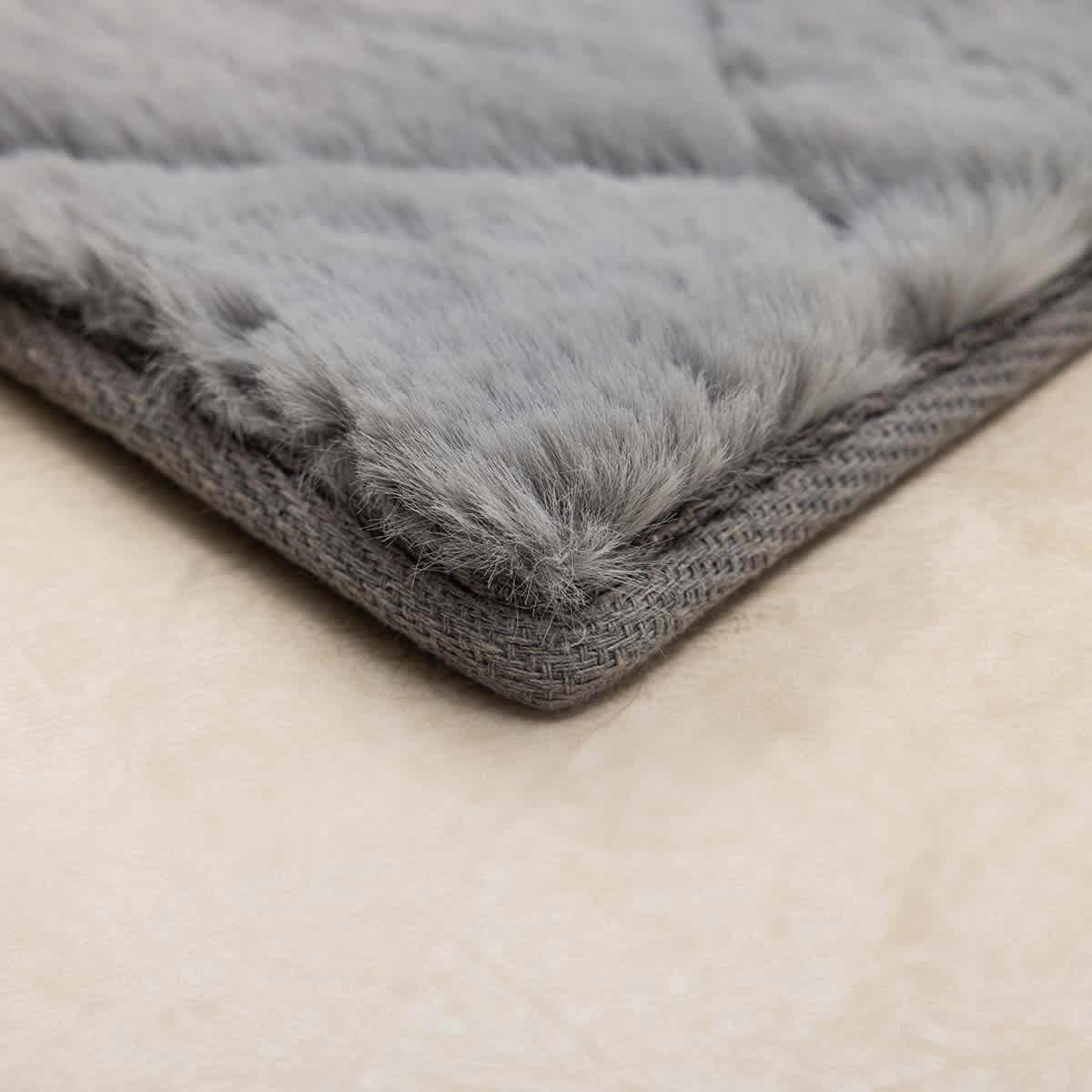 (C209) Grey Faux Rabbit Fur Area Rug, 8x10