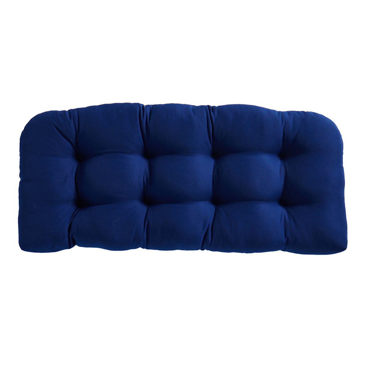 at Home Canvas Outdoor Wicker Settee Bench 43 Navy Blue Cushion