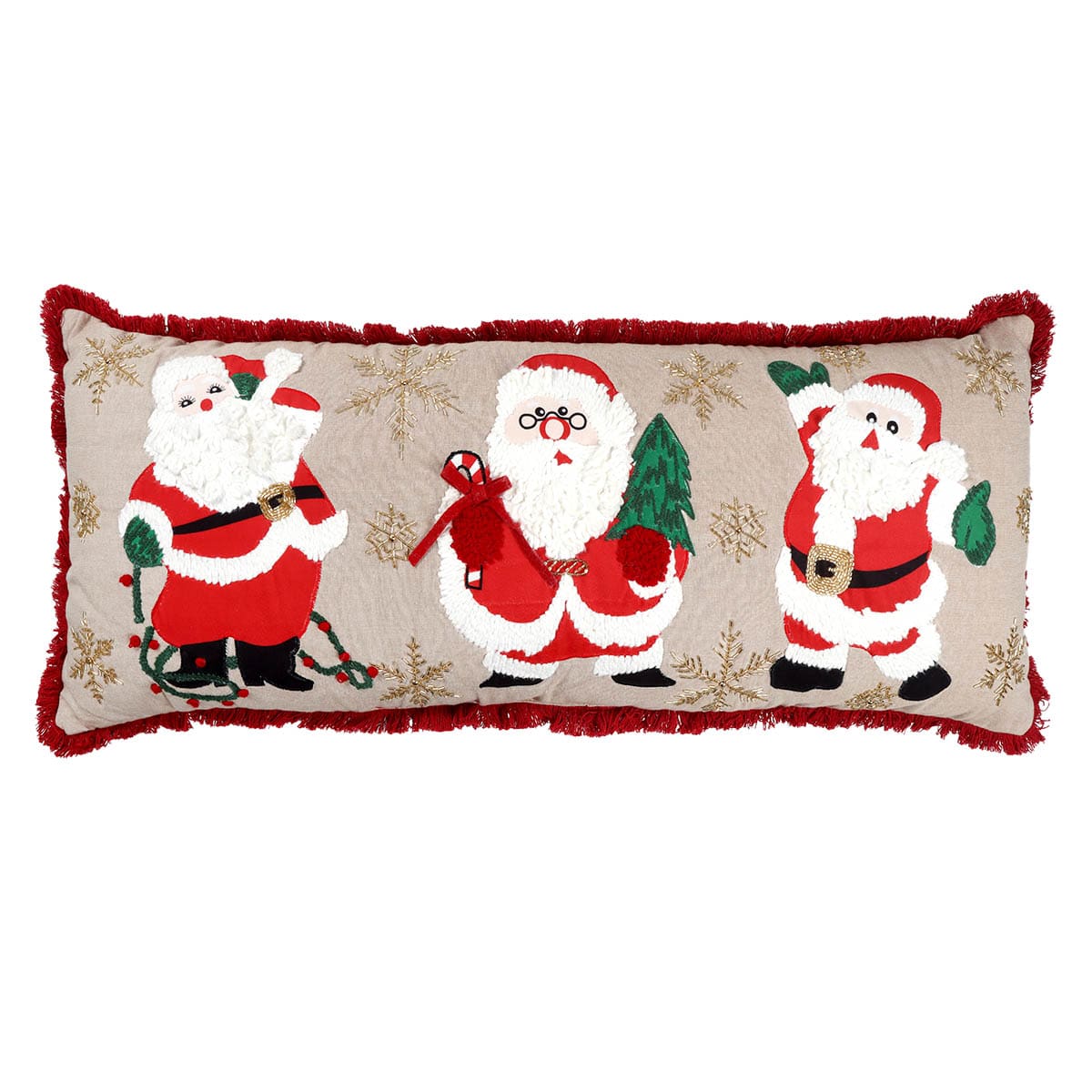 Santa Trio Fringe Oblong Throw Pillow 14x36 Holiday Pillows At Home