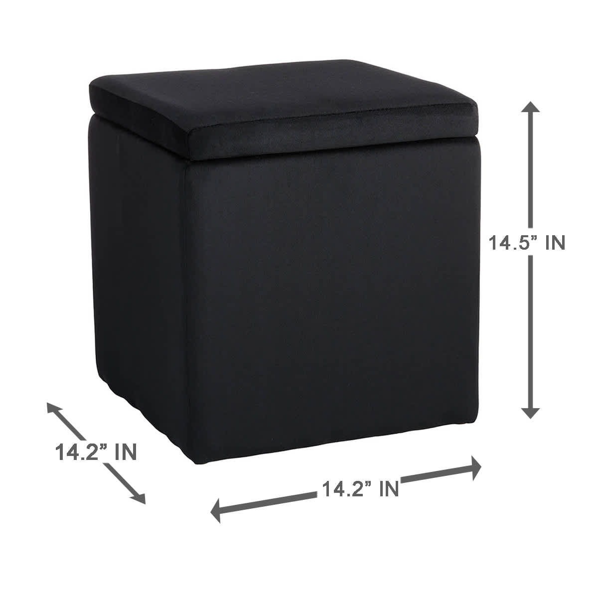 Hannah Square Storage Ottoman Black