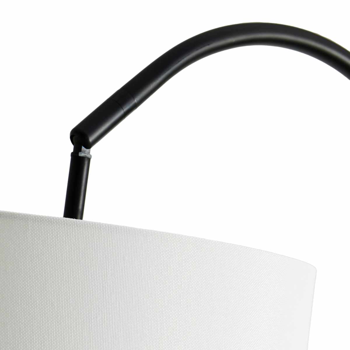Black Arc Floor Lamp with Marble Base White Fabric Drum Shade 70