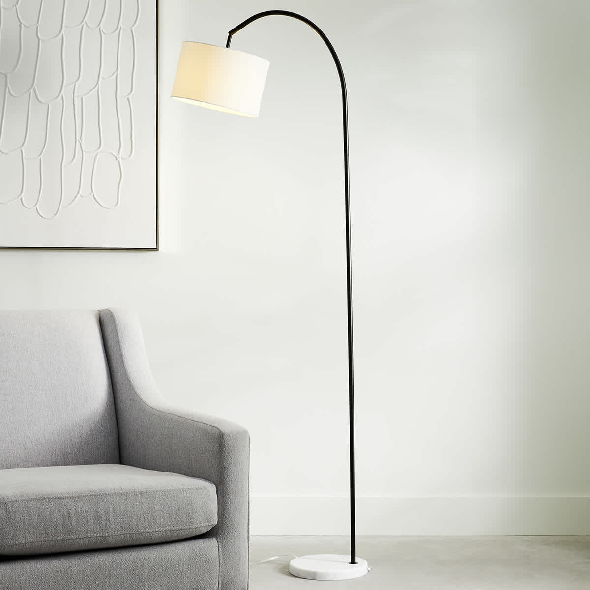 Black floor lamp with white shade new arrivals