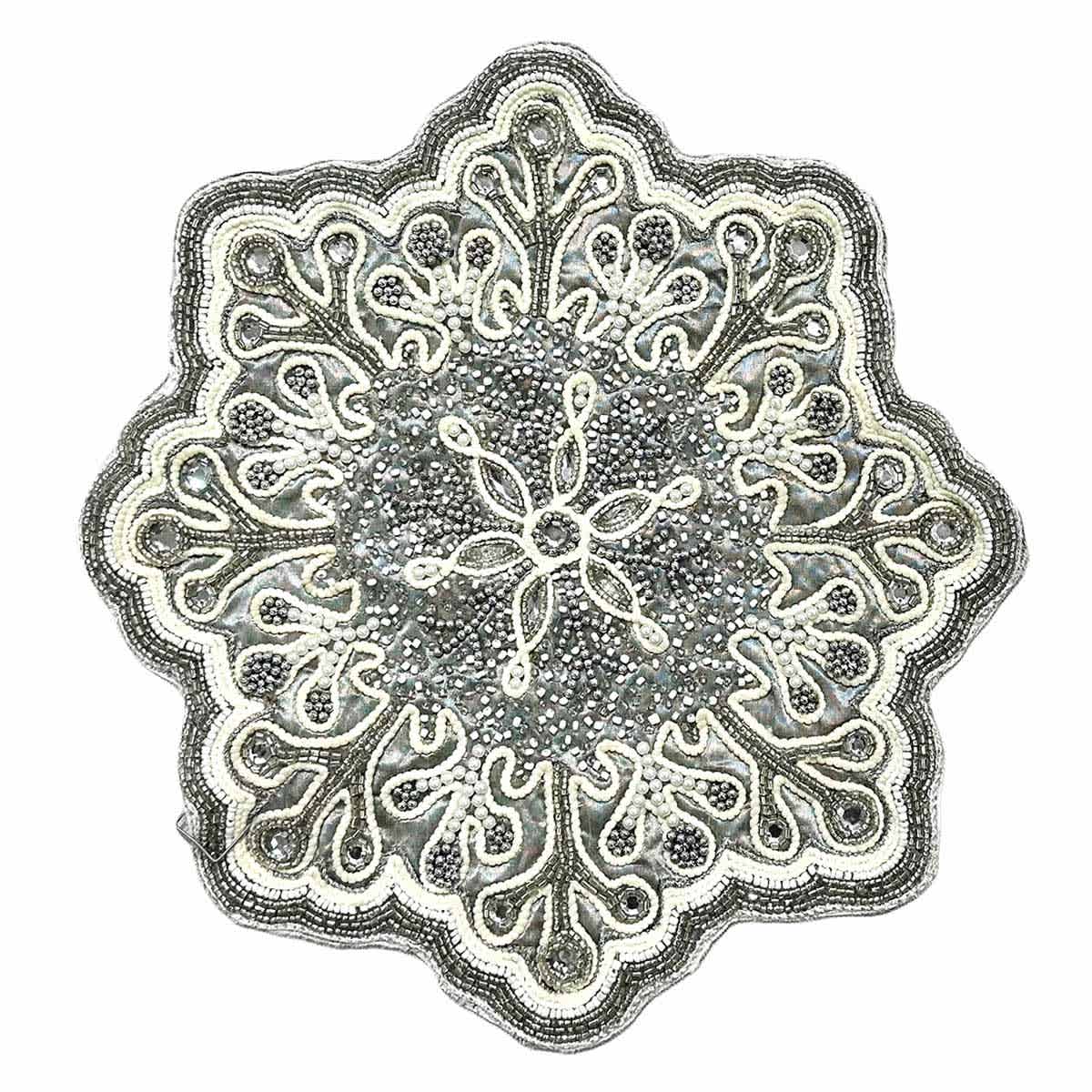 Providence Silver Beaded Snowflake Placemat 14 Table Linens At Home
