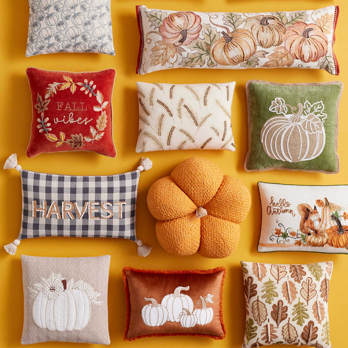 Embroidered Pumpkin Throw Pillow 18in At Home