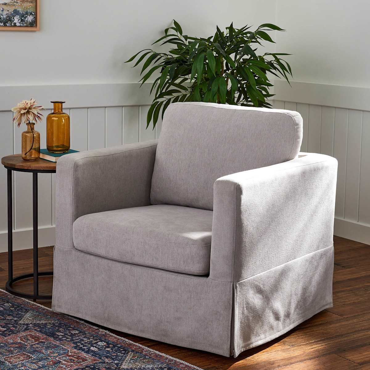 Honeybloom Langley Swivel Accent Chair Taupe