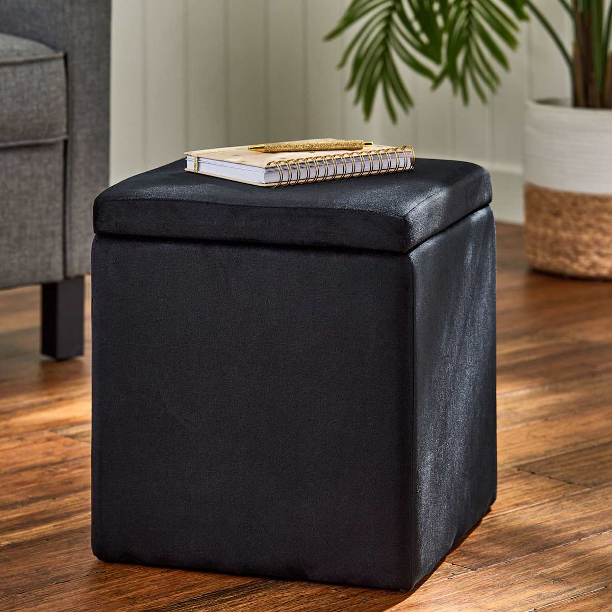 Hannah Square Storage Ottoman Black