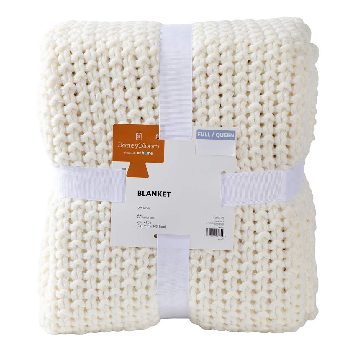 Honeybloom Ivory Sweater Knit Bed Blanket Full Queen