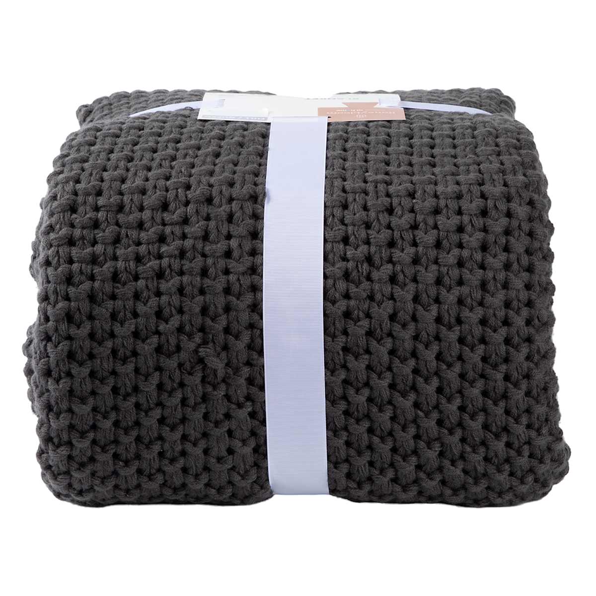 Honeybloom Dark Grey Sweater Knit Bed Blanket Full Queen