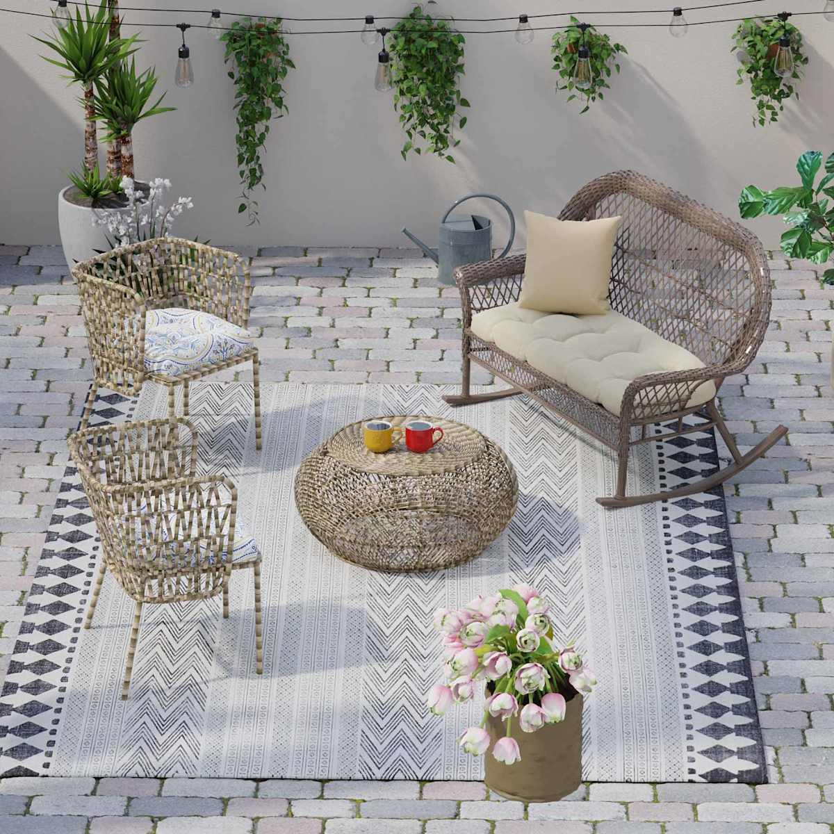Castille Multicolor Outdoor Wicker Seat Cushion