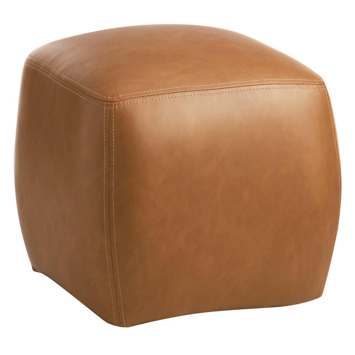 Tan faux leather footstool sales