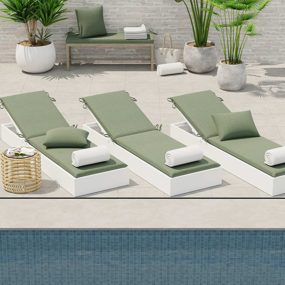 Green chaise lounge cushion online
