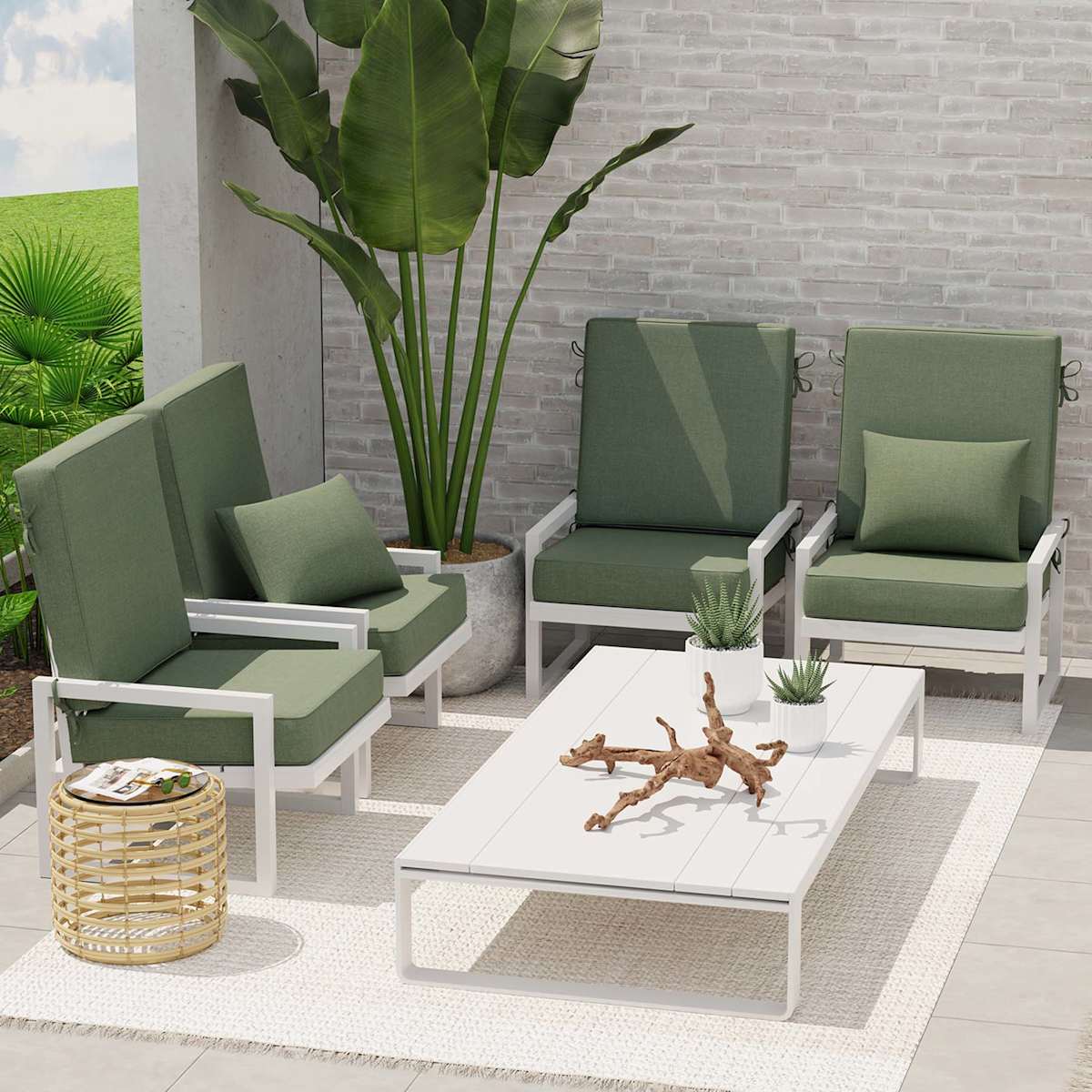 Honeybloom 2 Piece Endive Green Premium Outdoor Deep Seat Cushion Set