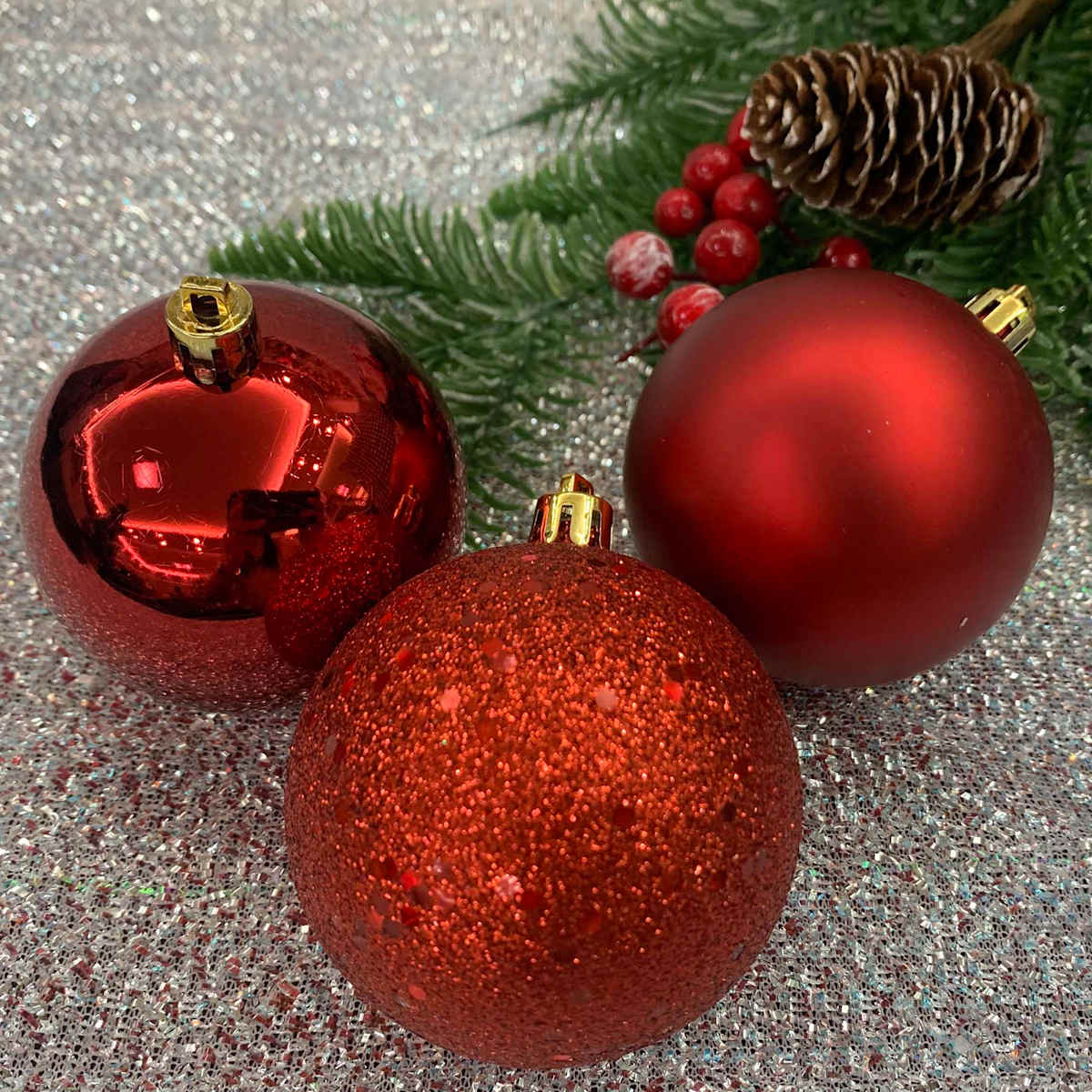16 Count Red Mix Shatterproof Ornaments 70mm Holiday Decor At Home