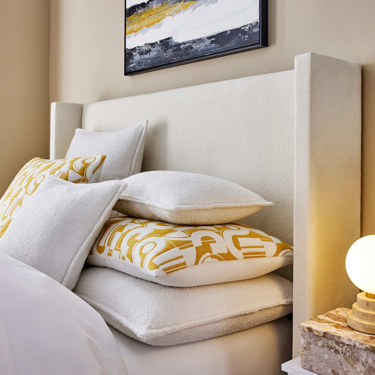 Pillow headboard queen sale