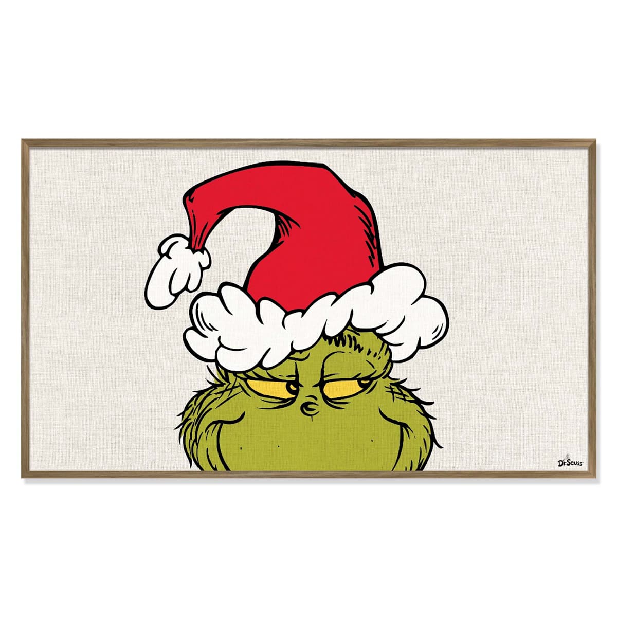 grinch face print on linen wall art grinch face print on linen wall art, 24x36 | at home