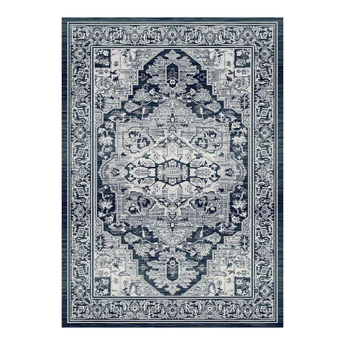 B542) Caprice Vintage Navy Blue Area Rug, 5x7