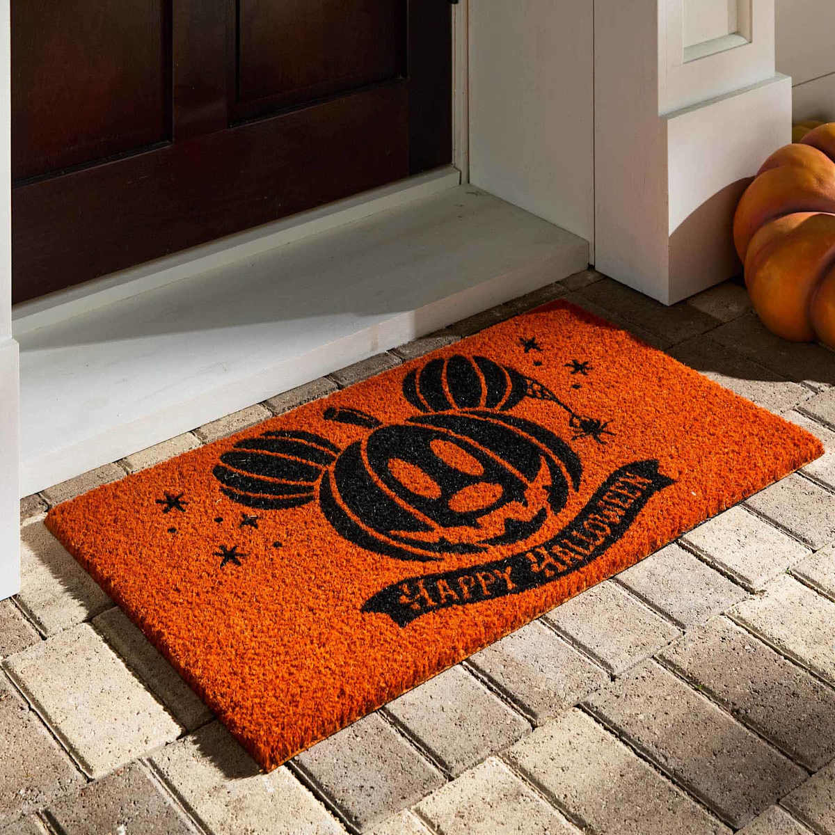 Mickey Halloween Pumpkin Coir Mat, 18x30 | At Home