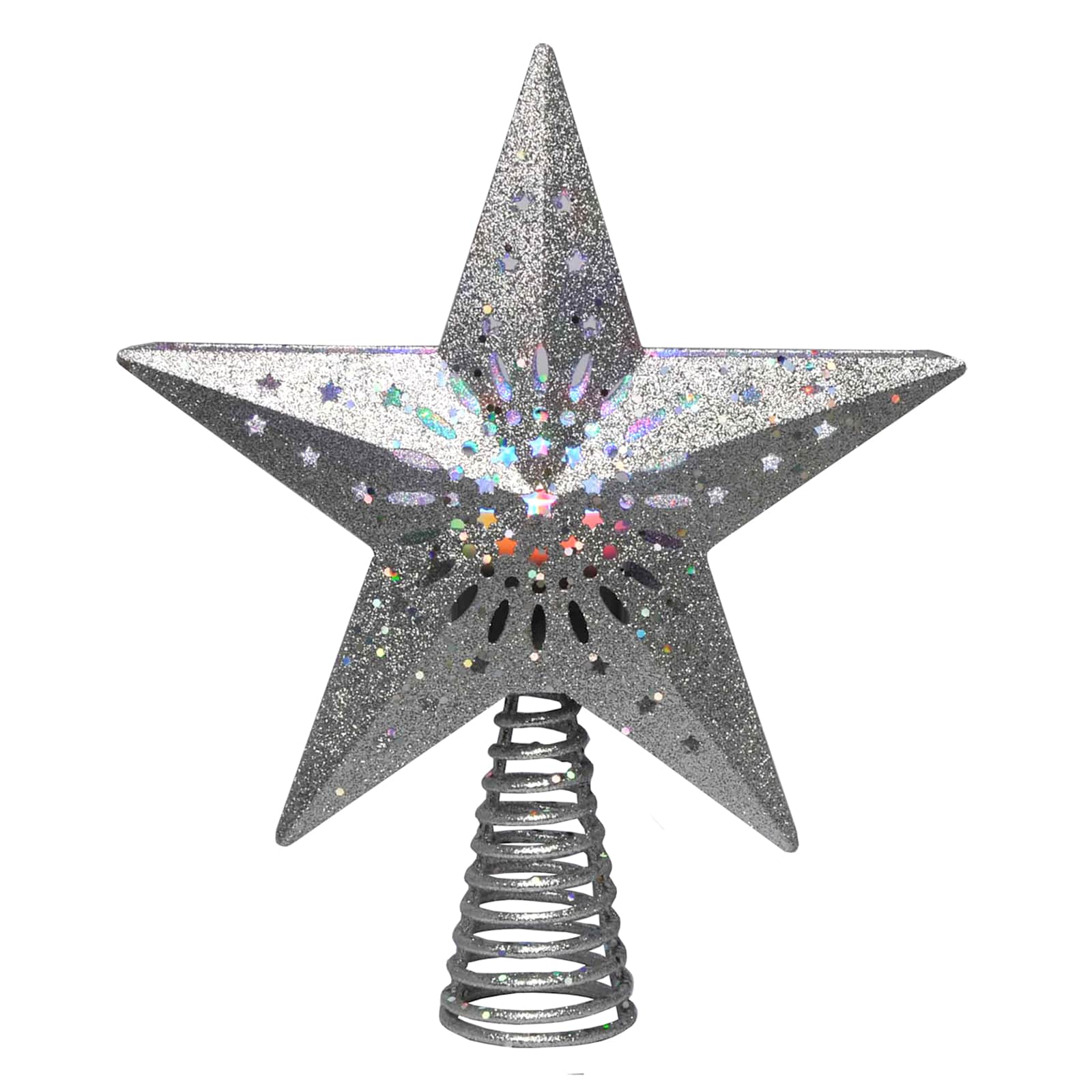 Christmas Star Tree Topper, RGB 9In Glittered Star Tree