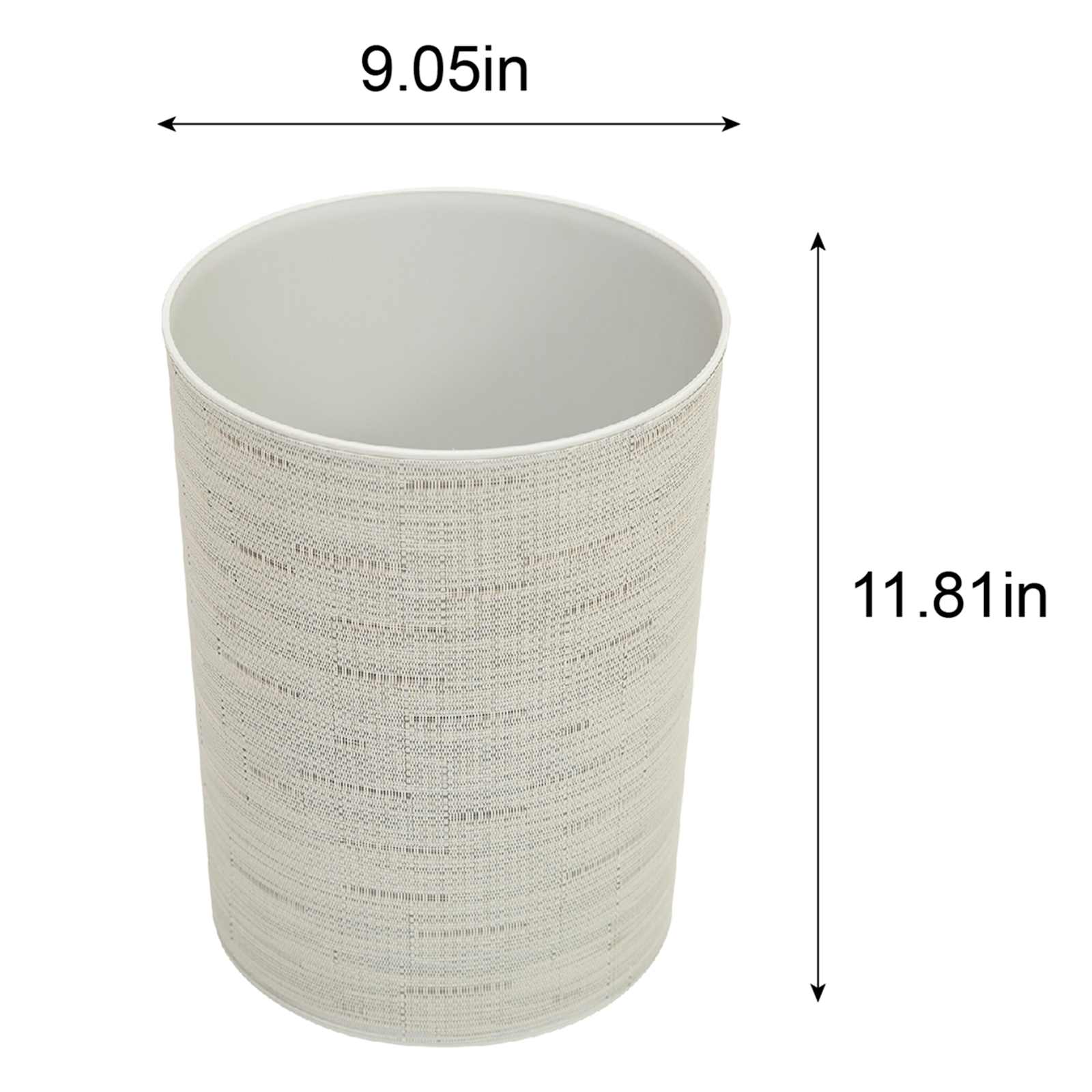 Winslow Stitched Light Grey Round Trash Bin, 10l