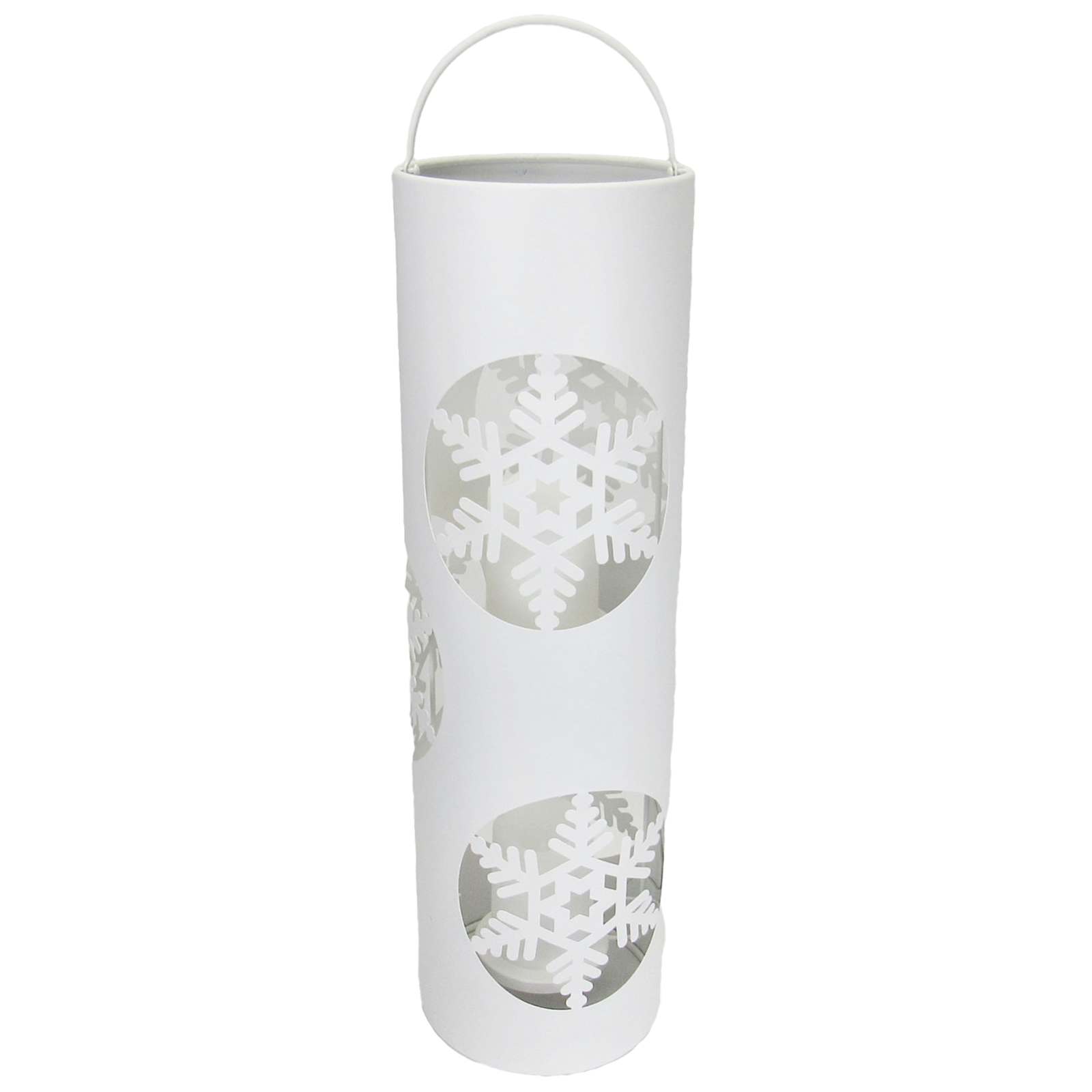 Honeybloom White LED Column Lantern with Snowflake CutOuts, 24"