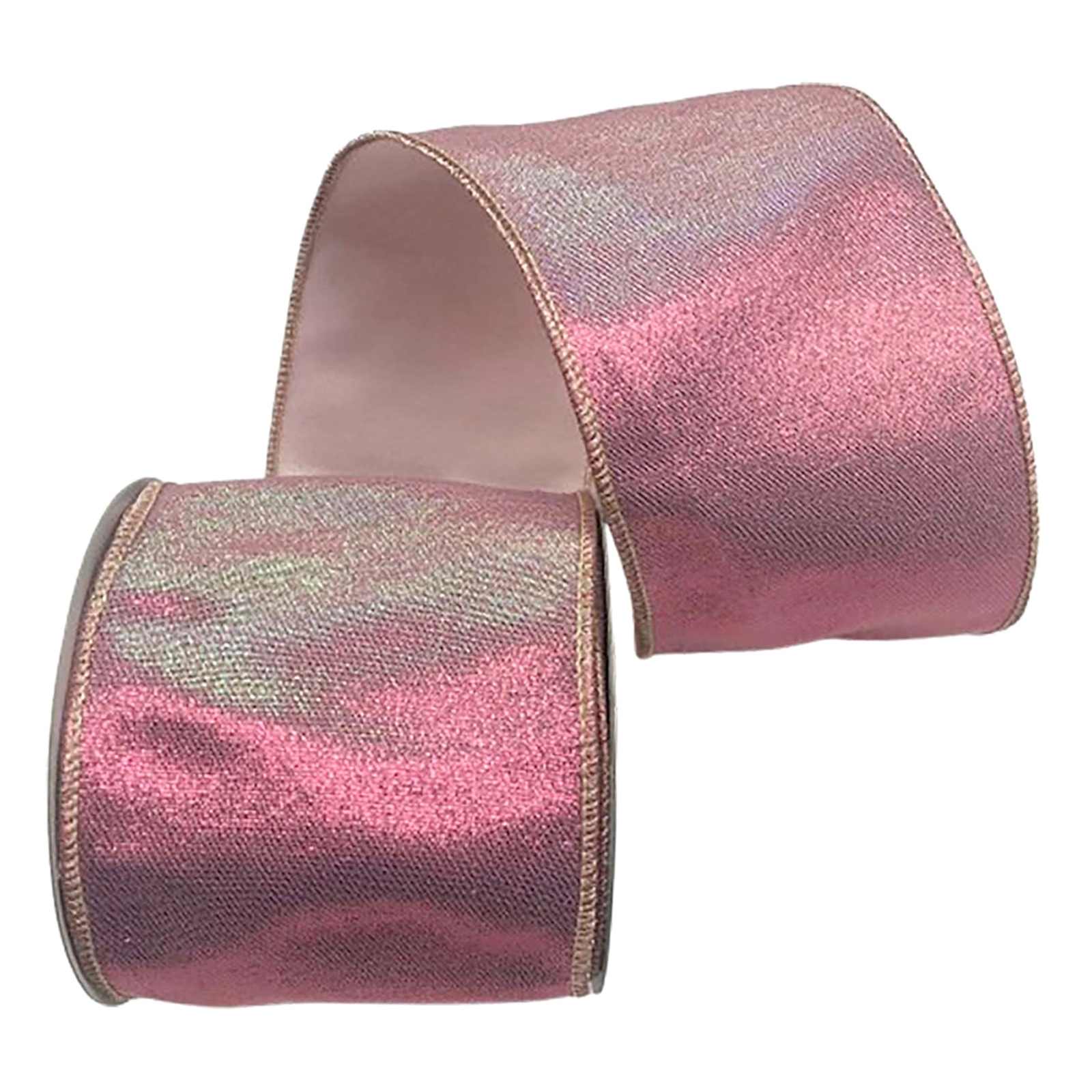 Providence Pink 4" Splash Metallic Ribbon, 5yd