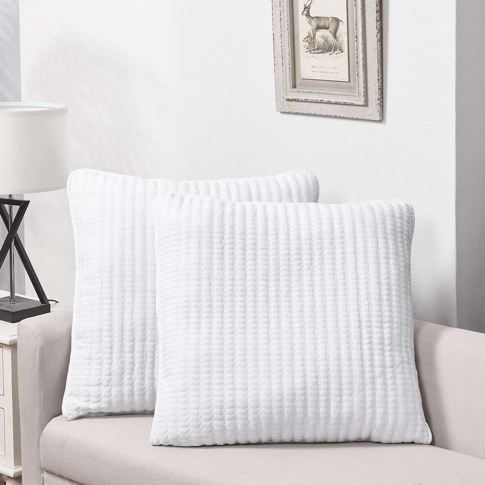 Honeybloom 2-Pack White Washed Microfiber Pillows, 24